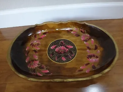 Vintage Large Mexican Wooden Wood Batea Bowl Tray Hand Painted Folk Art • $9.99