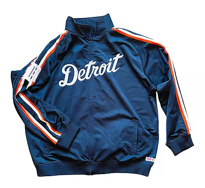Detroit Tigers Stitches Baseball Track Jacket XXL 2XL Blue White RARE • $79.98