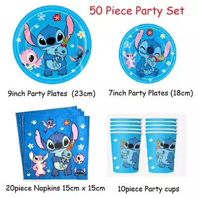 Stitch & Lilo  Banner Plates Cloth Party Set Kid Birthday Party Decoration- Blue • £4.99