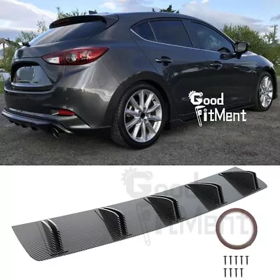 For Mazda 3 BK BL BN 10 Fins Carbon Rear Bumper Spoiler Wing Lip Diffuser Decor • $53.48