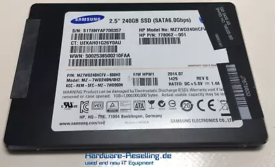 Samsung HP 240GB SSD SATA 25   6G MZ7WD240HCFV-000H2 778062-001 768235-001 • £63.88