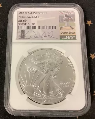 2014 Silver Eagle $1 ~ Mlb Players Edition Derek Jeter - Ngc Ms69 !!! • $116.37