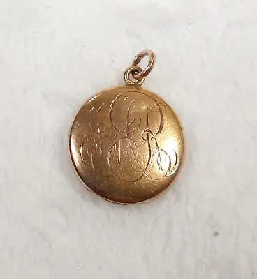 Antique 1920's W&H CO. 1/4 GOLD SHELL Photo Locket J.A.R. Monogramm W/Pictures • $58