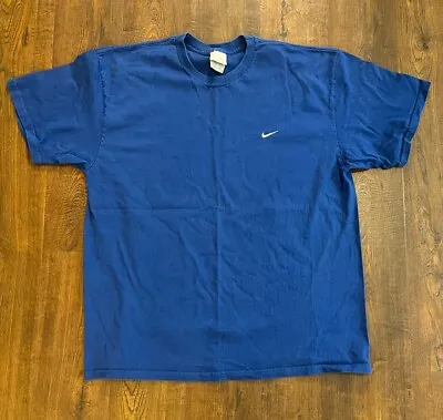 Vintage 2000s Nike Swoosh Check T Shirt Size XL Royal Blue EUC Gray Tag Mens • $15.99