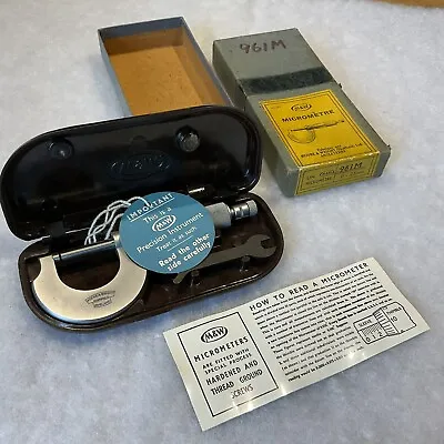 1940s NOS Moore & Wright 0-25mm / 961 Metric Micrometer With Bakelite Case • £70