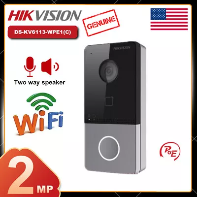 WiFi Hikvision DS-KV6113-WPE1(C) 2MP Video Intercom IP Doorbell PoE Waterproof • $99.75