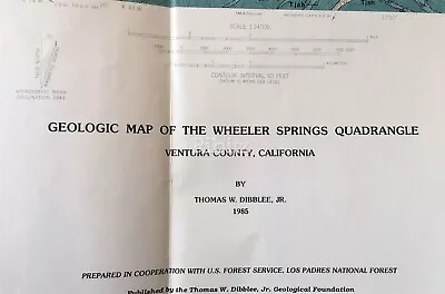 HTF Dibblee Geologic Map DF-WHEELER SPRINGS Ventura County 1985 • $46