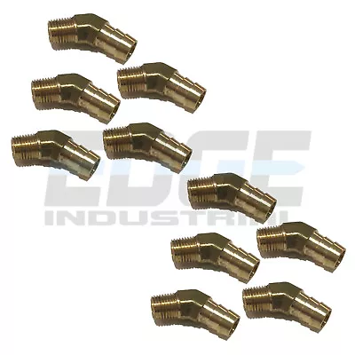 (10 PACK) 1/2 HOSE BARB X 1/4 MALE NPT Brass ELBOW 45 DEGREE Pipe Fitting WOG • $83.55