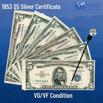 ✔ One 1953 Blue Seal $5 Dollar Silver Certificate VG/VFOld US Five Dollar Bill • $14.55