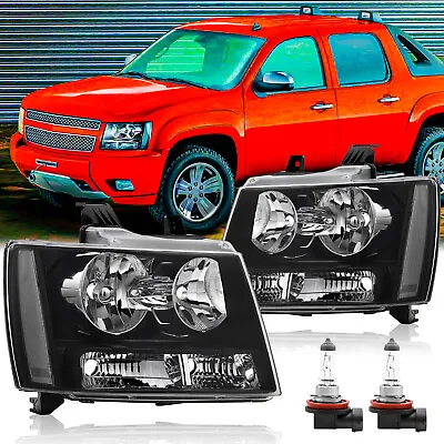 For 2007-2014 Chevy Avalanche Tahoe Suburban Clear Black Headlights With Bulbs • $98.59