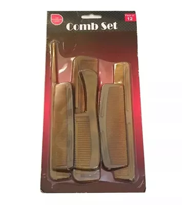 Pack Of 12 Comb Set Assorted Black Hair Styling Hairdressing Salon Barbers • £3.99