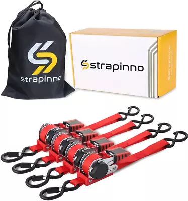 Retractable Ratchet Straps (4 Pack) 1  X 10ft Tie Downs Motorcycles Bikes Kayaks • $72.35