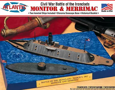 Atlantis USS Monitor & CSS Merrimac/ Virginia 1:300 CIVIL WAR SET #77257~NEW • $27.99