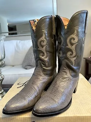 Lucchese Classic's Men's Handmade Anthracite Exotic Smooth Quill Ostrich 10.5 D! • $345.95