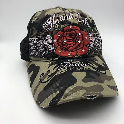 Miami Ink  Snapback Hat / Cap Embroidery Rose Wings Camo Mesh • $19.95