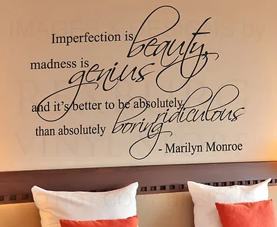 Wall Decal Sticker Quote Vinyl Art Imperfection Is Beauty Marilyn Monroe J15 • $11.37