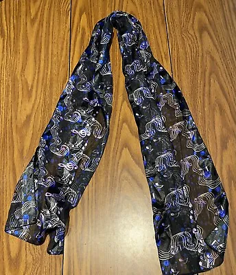 Women’s Scarf Musical Notes Treble Cleft Black Blue • $15