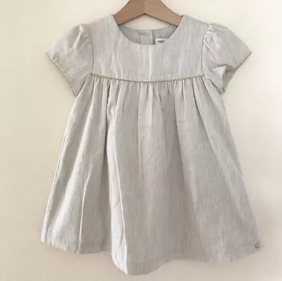 Marie Chantal Marks & Spencer Girls Dress 18-24 Mths Pretty Neutral Gold • £10