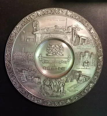 Pewter Plate 95% Zinn Gegossen Lahn & Dill Iron Ore Mining 9 13/16   • $37.99