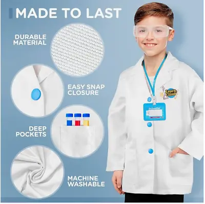 Learn & Climb Children's Scientist Lab Coat Costume With Glasses & ID Card • $12.99