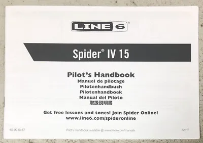 Line 6 ￼Spider 4 IV Pilots Handbook Instruction Manual • £8