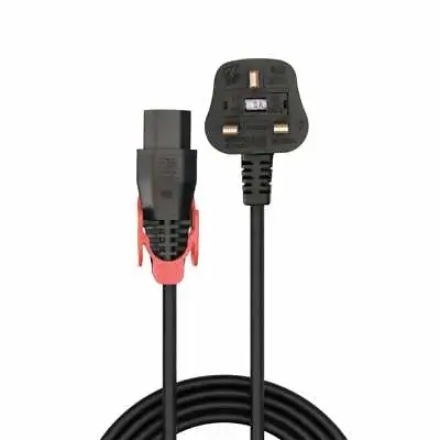 LINDY Power Cable Mains Male Plug UK To Locking IEC C13 Female Socket Black 2m  • £6.99