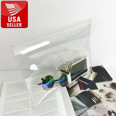 Beautiful Transparent PVC Stylish Envelope Purse Clear Handbag Bag Clutch Gold • $7.99
