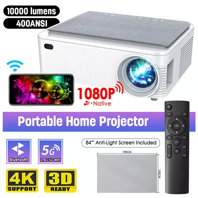 3D 4K 5G Upgraded LED Android Wifi Video Home Theater Projector Cinema & 84  • £102.45