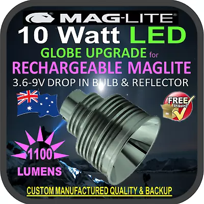 Maglite Led Upgrade Mag Charger  Bulb Globe Rechargeable Torch Flashlight 1100lm • $62.15