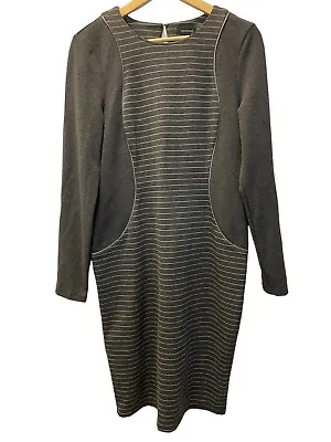 Spense Women’s Long Sleeve Shift Dress Gray Size 10 Striped • $18