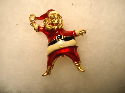 Vtg Nos Gold Tone Enamel Xmas Santa Clause Pin • $1