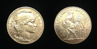 France Gold 20 Francs GEM BU 1907 Rooster--PRE WORLD WAR ONE--CLASSIC OLDER Coin • $449.99