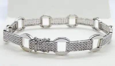 18ct White Gold 2.40cts G VS Diamond Cluster Bar Link Bracelet • $3229.61