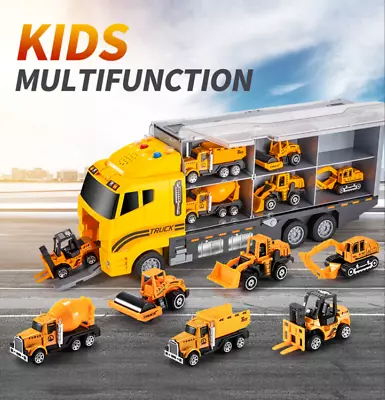 Toddler Construction Toys Car Carrier Vehicle Toy Set 6x Small Cars Children Toy • $35.99