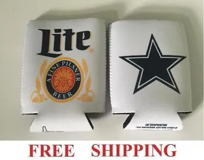 Miller Lite Nfl Dallas Cowboys 2 Beer Can Cooler Coozie Coolie Koozie Huggie New • $13.99