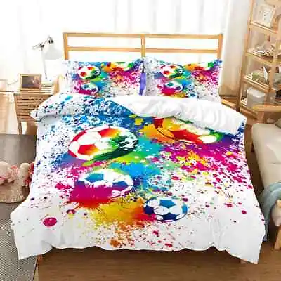 Sports Theme Colorful Football Bedding Set Boys Teen Kids Bed Linen Set Bedroom • $60.88