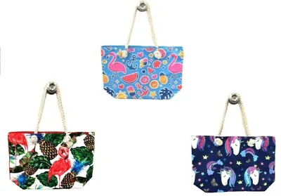 Pack Of 3 Ladies Nautical Beach Bag Shoulder Funky Prints Summer Tote Holiday • £11.99