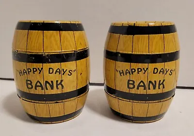 Vintage - Happy Days Bank - Lot Of 2 - J Chein & Co - Tin Barrel  • $23