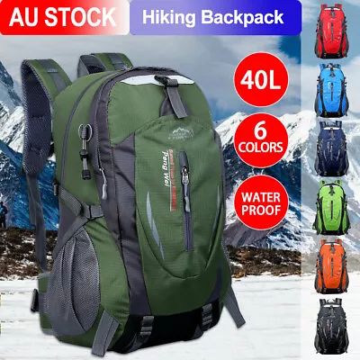 $21.99 • Buy 40L Large Waterproof Hiking Camping Bag Travel Backpack Outdoor Luggage Rucksack
