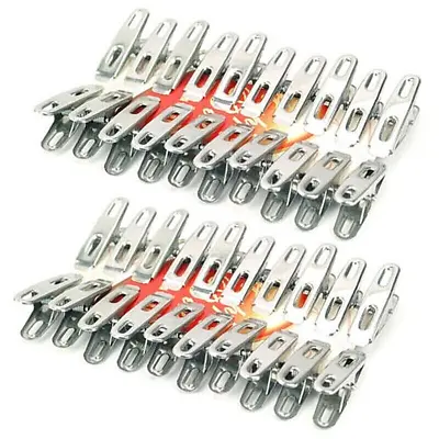 40 Pcs Stainless Steel Laundry Pegs Clips Windproof Secure Clamps • £3.99