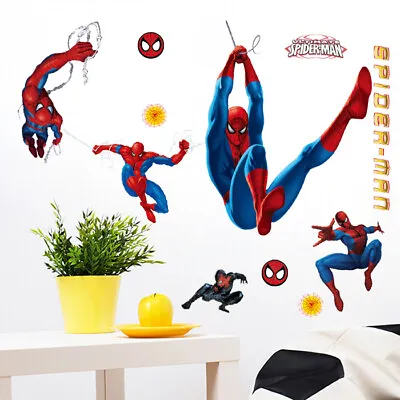 Spider-man 49 Pcs Super Hero Marvel Wall Stickers Kids Bedroom Nursery Decor • £6.98