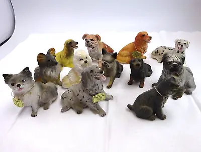 Small Lot 12 New-ray Novelty Dogs 3  Soft Rubber Toy Figures Lifelike Vintage • $10