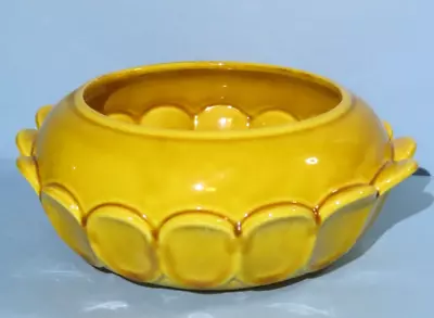 Vintage USA Pottery MCM Yellow Glazed Round Planter Pot #625 - 3  Tall X 7.5  • $22.50
