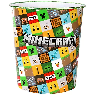 Minecraft Kids Waste Bucket Paper Bin Basket For Bedroom Desk Dustbin • £9.99