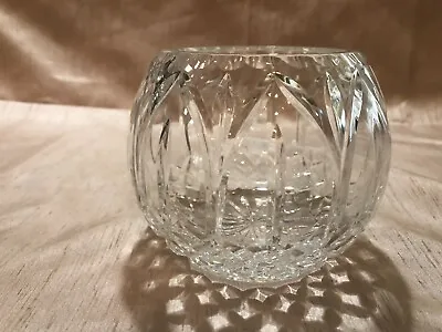 Vtg Julia Hand Cut 24% Lead Crystal Hand Blown Rose Bowl 4  Tall Made In Poland • $19.99