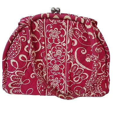 Vera Bradley Eloise Dome Kiss Clasp Pink Fuchsia Shoulder Bag Purse Floral • $30