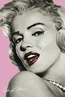 Marilyn Monroe Pink Portrait Poster 24 X 36 Red Lips Vintage New • $14.99