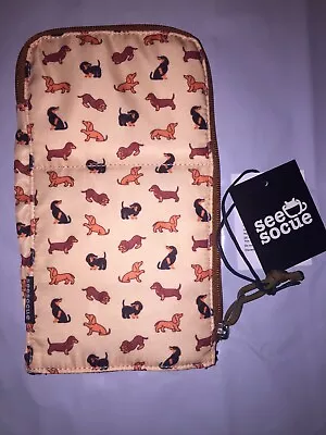 Seesocue Dachshund Dog Puppy Standing Makeup Bag Pouch Pencil Case Zipper • $25