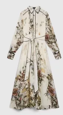 Karen Millen - Lydia Millen Viscose Floral Border Woven Shirt Midi Dress - Uk 12 • £69