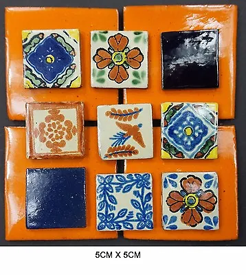 £9.95 • Buy 5cm X 5cm Hand-Made Ceramic Mexican Wall Tile Painted Terracotta Tiles - Various